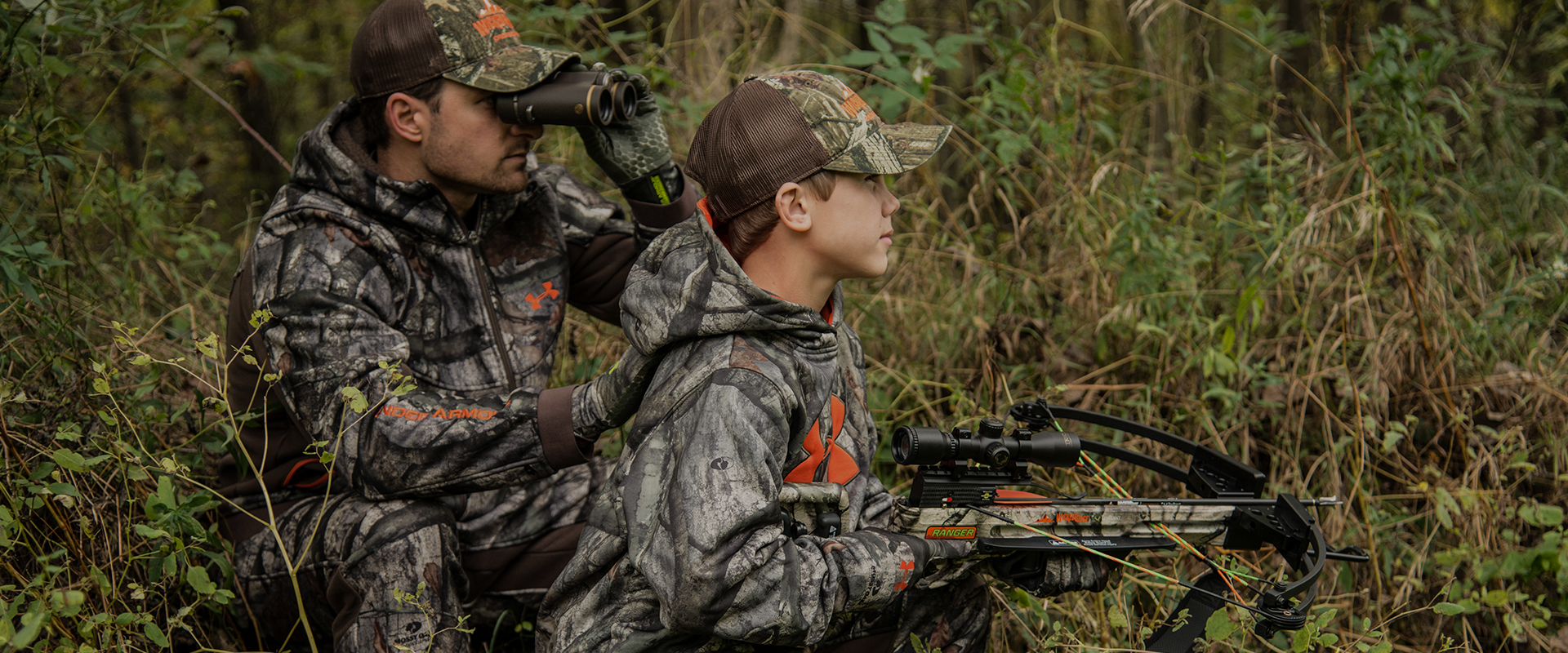 Father and Son in the Woods with Ranger X2 Crossbow