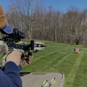 TenPoint Vapor RS470 Crossbow In The Field Pointed At Target