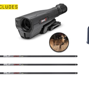Package includes Burris Oracle X Rangefinding Scope, 3 Pro Elite Carbon Arrows, Quiver