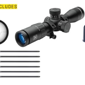 Package includes EVO-X Marksman Elite Scope, 6 CenterPunch 16 Carbon Arrows, Quiver